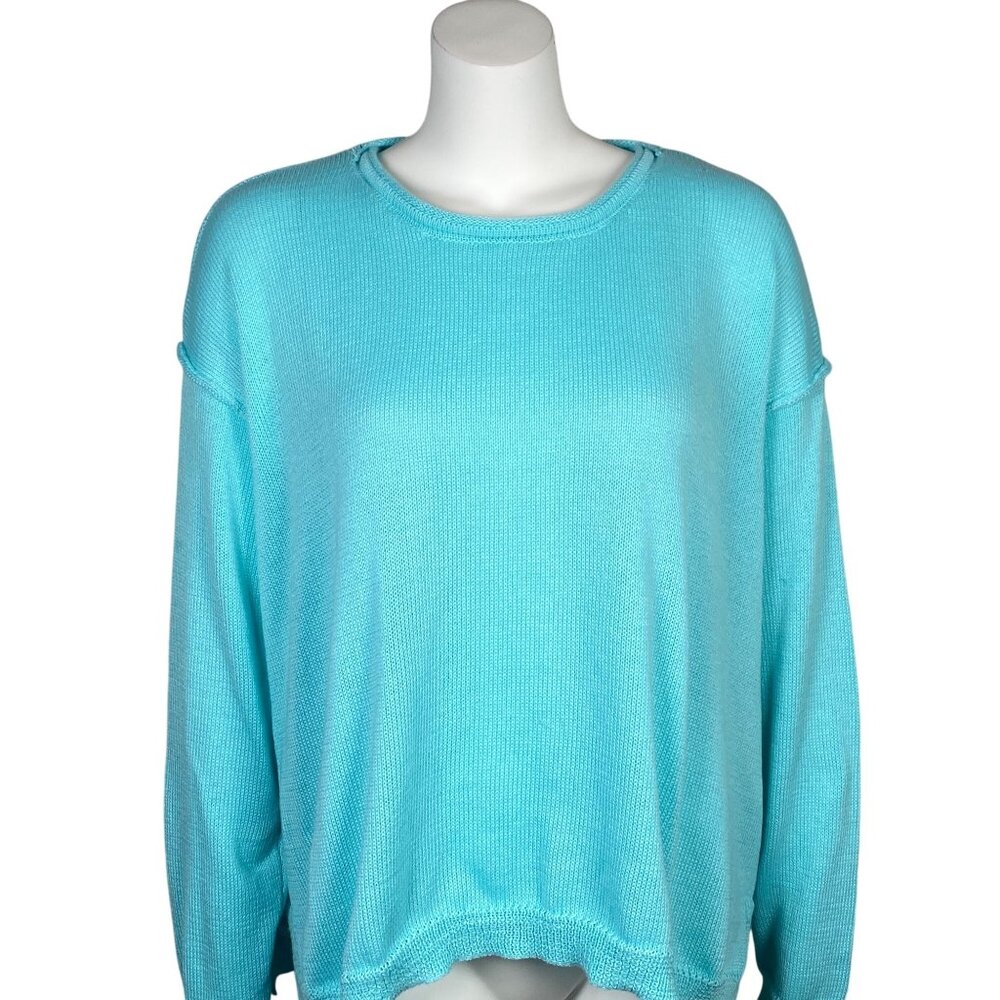 Easel Oversized Knit Sweater Womens M Pullover Long Sleeve Blue Boxy Casual